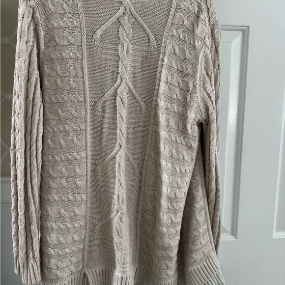 Market & Spruce Palessi Double Hem Cable Knit Cotton Blend Cardigan - Picture 4 of 5